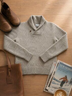 Vintage 70s Winona Knits Wool Sweater Oatmeal Flecked Minnesota Made Heritage